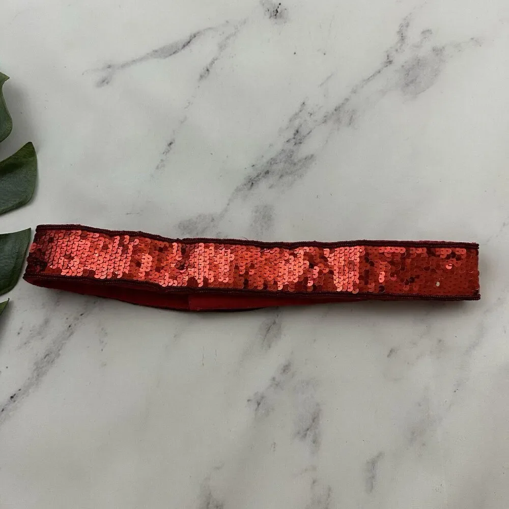 Refil Accessories Womens Vintage 90s Sequin Beaded Belt Size S/M Red Sparkle